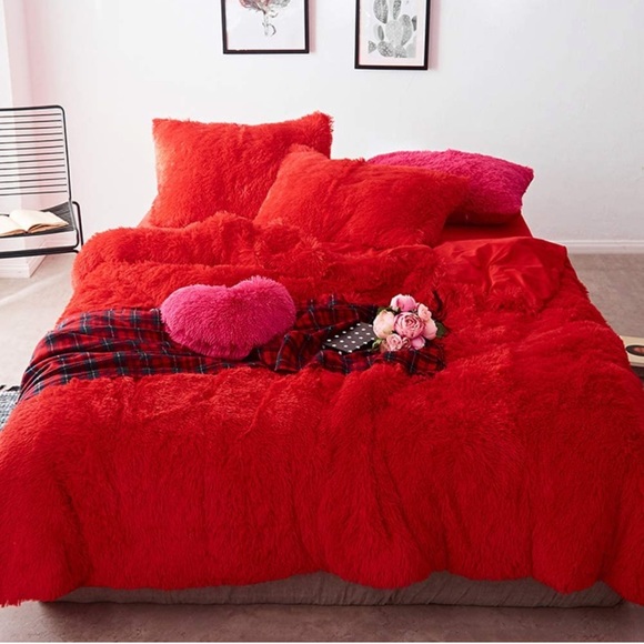 5 Pcs Duvet Cover Faux Fur Luxury Ultra Soft Cozy